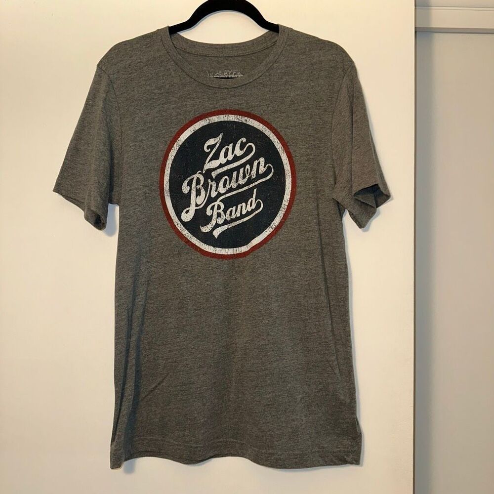 Zac Brown Band Unisex Large Down the Rabbit Hole 2018 Tour Tee Gray Graphic GUC